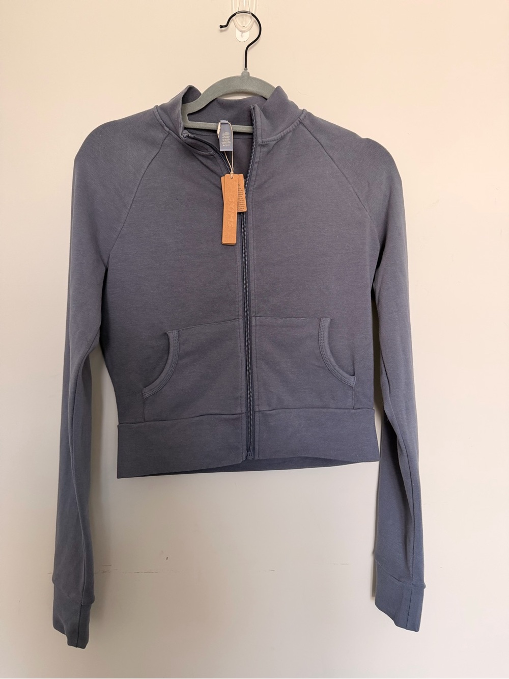 SKIMS Full Zip Cropped Outdoor Track Jacket Steel Blue Women’s Size M NWT